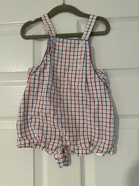 Mayoral Classic Grid Print Baby Romper - Red & Blue - 12 months